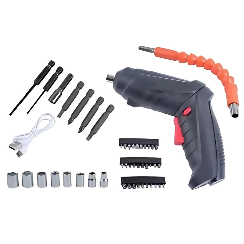 Parafusadeira Portátil USB – Kit 47 Peças Recarregável