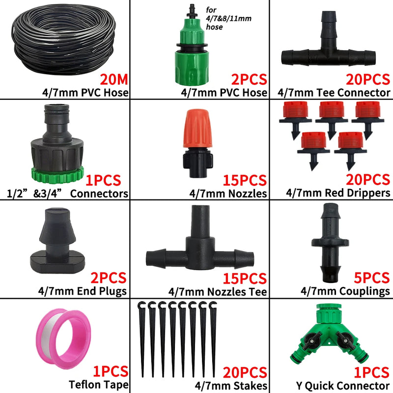 Kit de Irrigação Automática por Gotejamento com Mangueira Ajustável