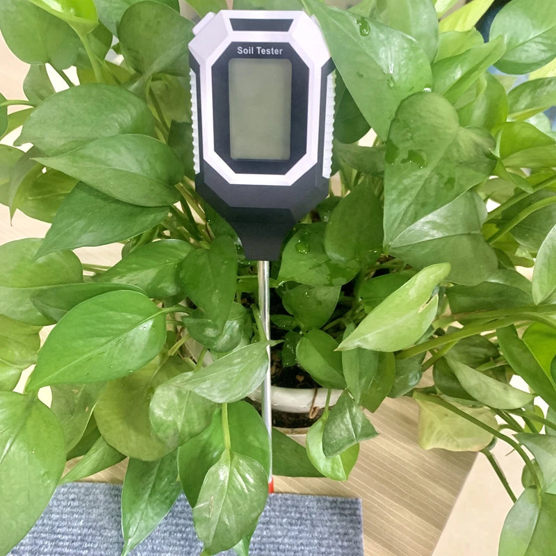 Medidor Digital de Solo 4 em 1 – pH, Umidade, Temperatura e Luz para Jardinagem Profissional