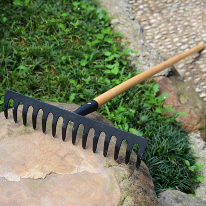 Ancinho Agrícola de Aço Inoxidável – 14 Dentes para Jardim e Fazenda