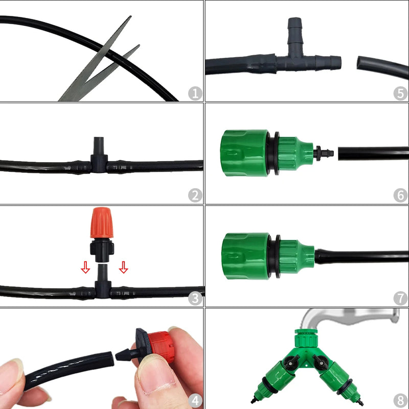Kit de Irrigação Automática por Gotejamento com Mangueira Ajustável